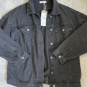 black oversized denim jacket